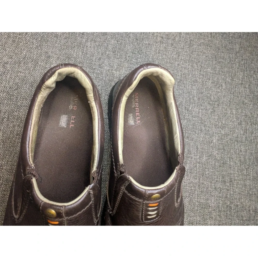 Merrell World Legend Shoes Mens Size 14 Slip On Brown Pebbled Leather Comfort